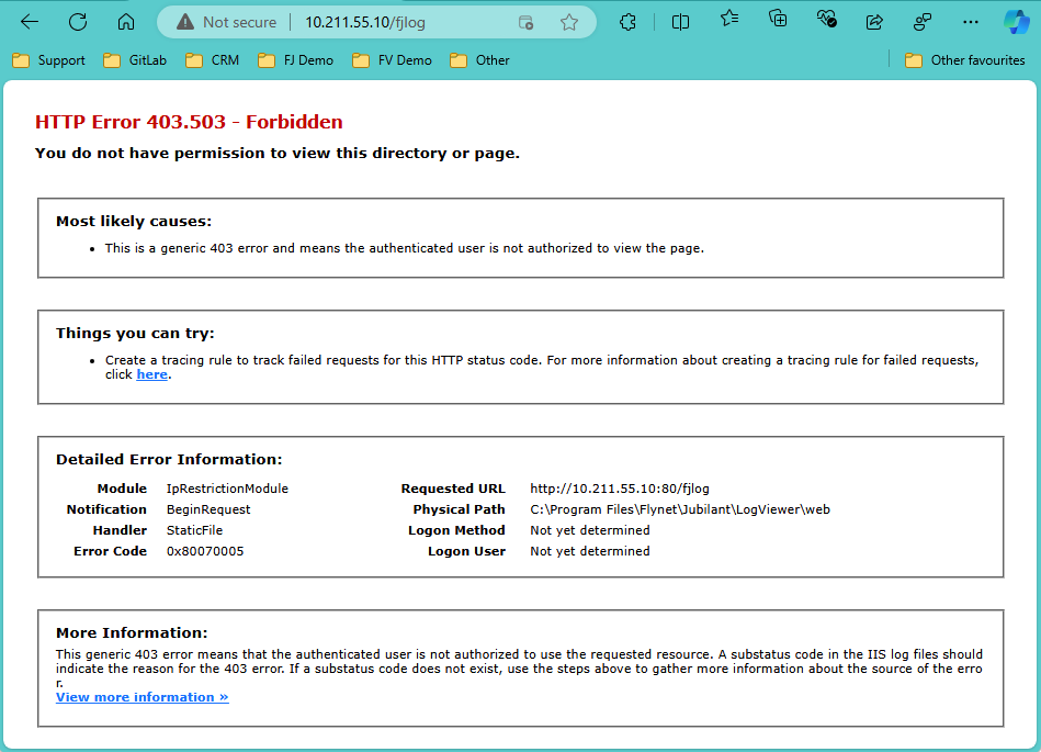 FJLog Access Forbidden with Non-Local IP