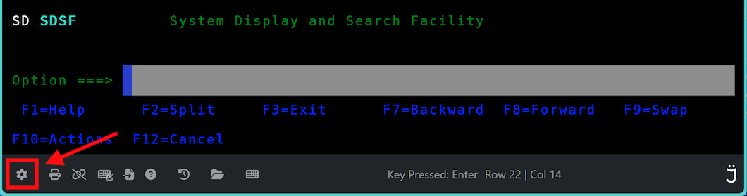 Toolbar with Settings Gear Highlight